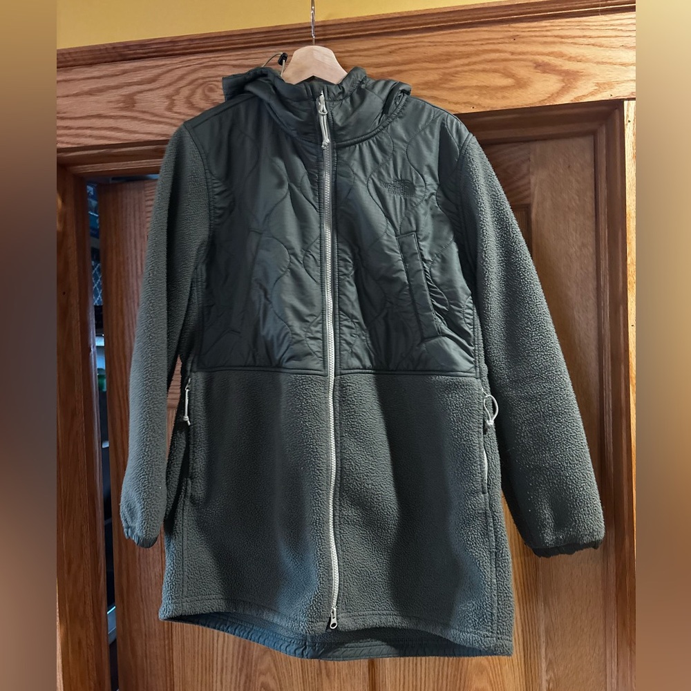 The North Face Women's Dark Green Hooded Fleece Coat